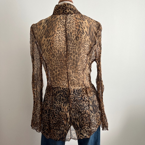 Coco & Tashi - Sheer Brown & Black Leopard Long Sleeve Blouse - Picture 3 of 6